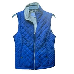 LAURA SCOTT Women's Navy Blue Puffer Sleeveless Jacket Vest w/ Fleece Small